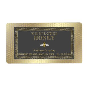 Vintage rustic gold bee honey jar