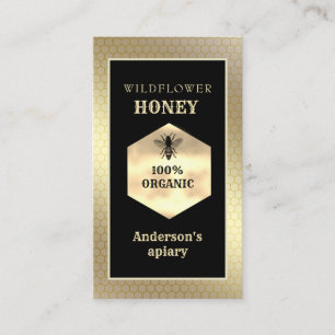Vintage rustic gold bee logo business card