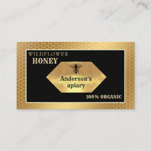 Vintage rustic gold bee logo business card