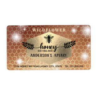 Vintage rustic gold calligraphy honey branch jar