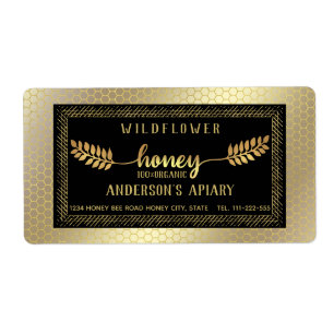 Vintage rustic gold calligraphy honey branch jar