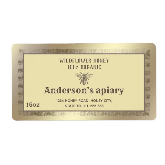 Vintage rustic gold honey bee (Front)