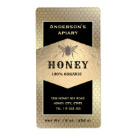 Vintage rustic gold honey bee honey jar label