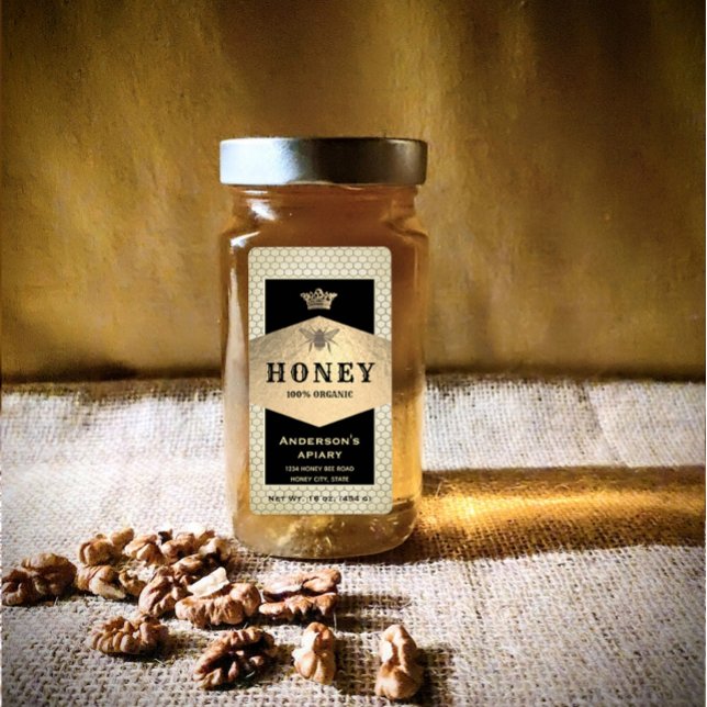 Vintage rustic gold queen bee honey jar  (Creator Uploaded)