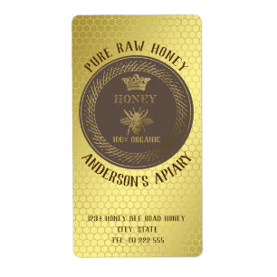 Vintage rustic gold queen bee honey jar apiary