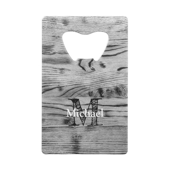 Vintage rustic gray black burnt wood Monogram (Front)