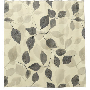 Vintage Rustic Green Leaf Pattern with Cream Base Shower Curtain