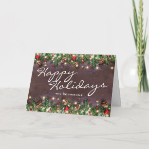 Vintage Rustic Happy Holidays Holiday Card