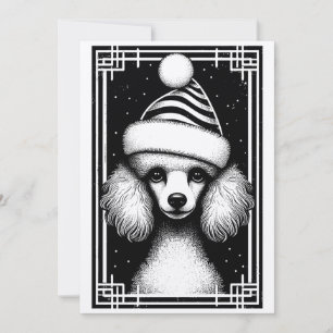Vintage Rustic Inspired Poodle Christmas Card