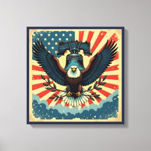 Vintage & Rustic July 4th Eagle Liberty Bell Canvas Print