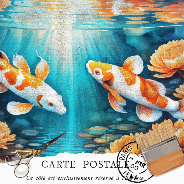 Vintage Rustic Koi Fish Decoupage  Tissue Paper (Creator Uploaded)