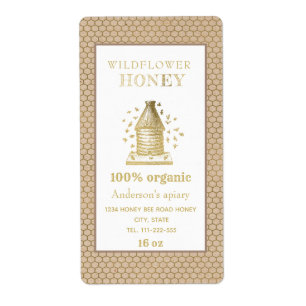 Vintage rustic Kraft gold beehive honey jar