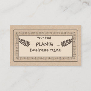 Vintage rustic Kraft plants branch Business Card