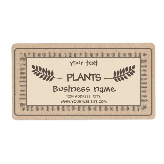 Vintage rustic Kraft plants branch Label (Front)