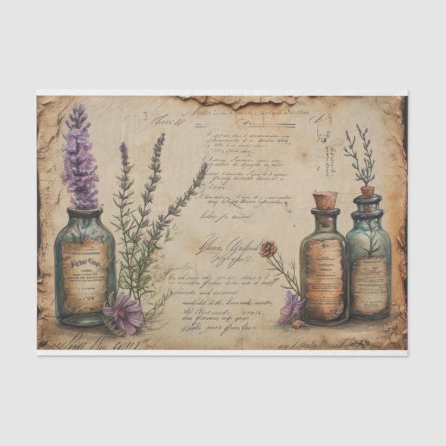 Vintage Rustic Lavender Apothecary Decoupage   Tissue Paper (Front)
