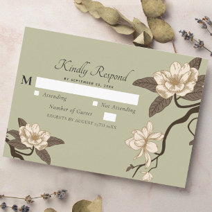 Vintage Rustic Magnolia Sage Green Wedding RSVP Enclosure Card