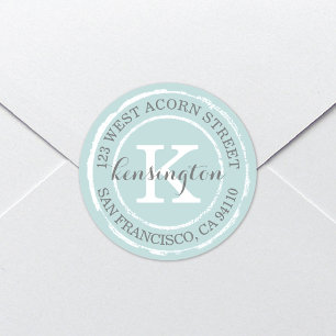 Vintage Rustic Monogram Round Address Label