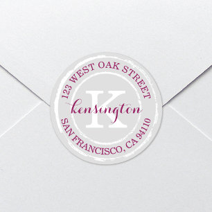 Vintage Rustic Monogram   Round Address Label