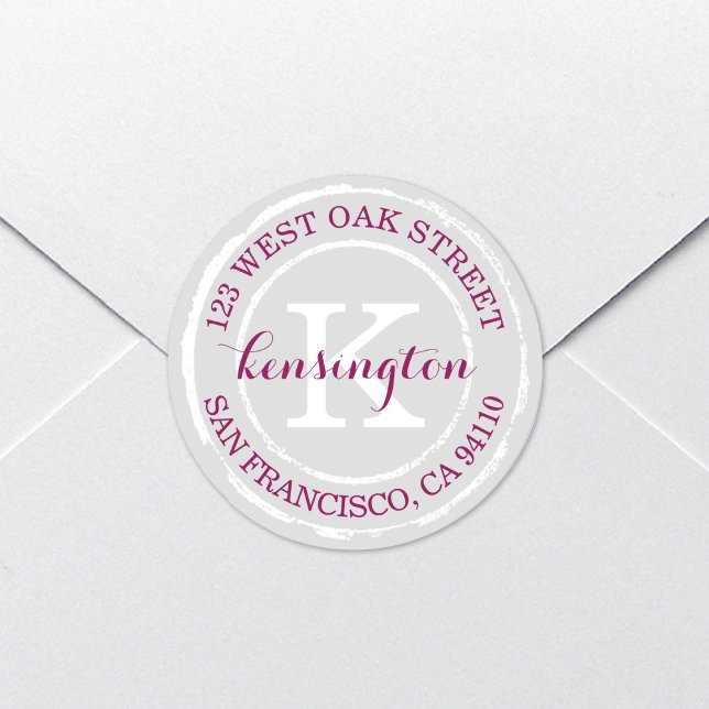 Vintage Rustic Monogram | Round Address Label (Creator Uploaded)