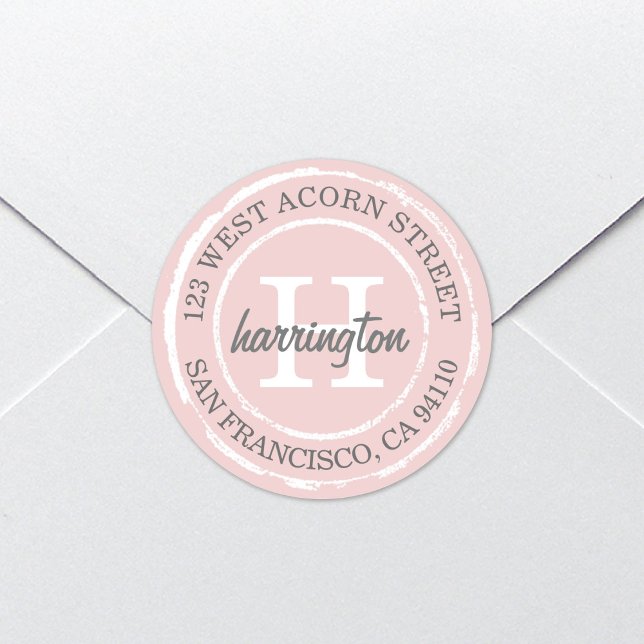 Vintage Rustic Monogram | Round Address Label (Creator Uploaded)