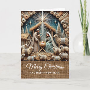 Vintage Rustic Nativity Scene Merry Christmas Card