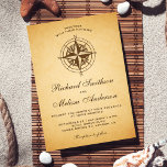 Vintage Rustic Nautical Compass Wedding Invitation<br><div class="desc">Amaze your guests with this vintage adventure theme wedding invitation featuring a rustic compass with elegant typography against a parchment background. Simply add your event details on this easy-to-use template to make it a one-of-a-kind invitation.</div>
