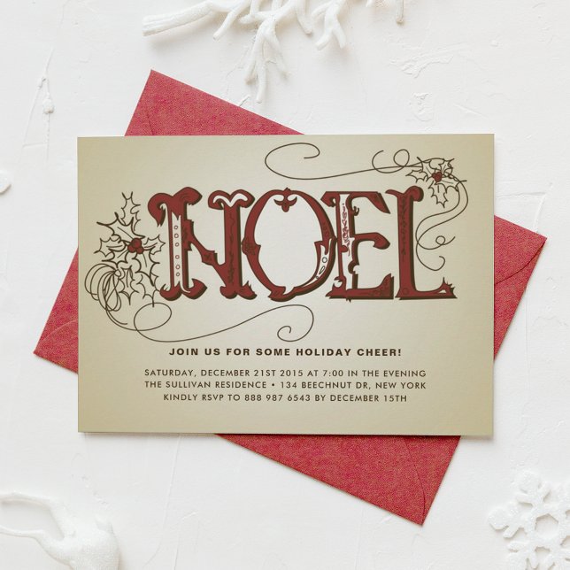VINTAGE RUSTIC NOEL CHRISTMAS PARTY INVITATION (Creator Uploaded)