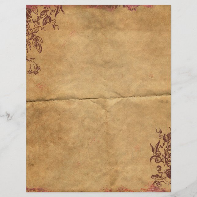 Vintage Rustic Old Parchment Scrapbook Paper (Front)