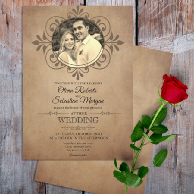 Vintage Rustic Old Parchment Victorian Wedding  Invitation (Creator Uploaded)