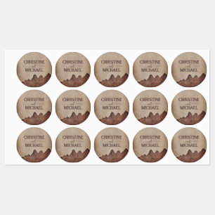 Vintage rustic paper brown mountains wedding