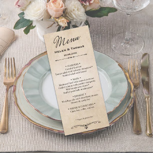 Vintage Rustic Parchment Wedding Menu