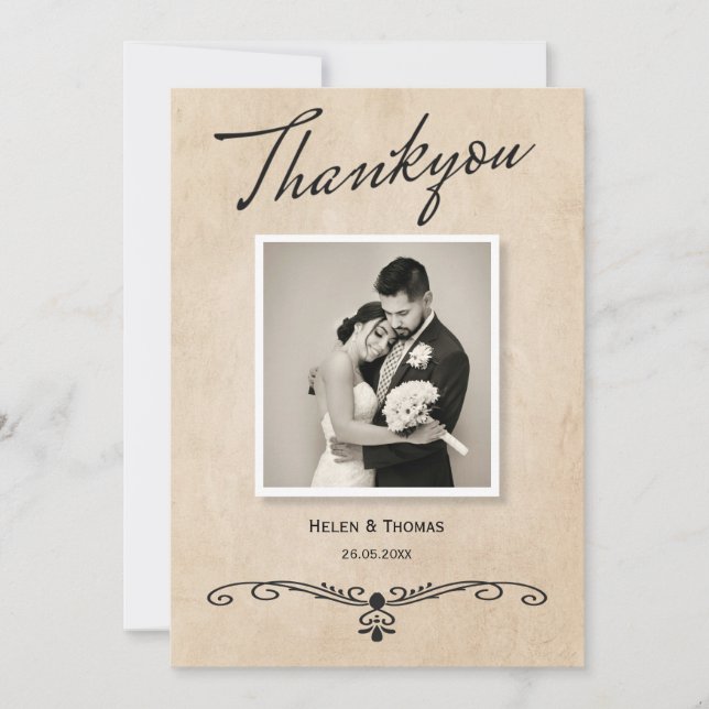 Vintage Rustic Parchment Wedding Thankyou Card (Front)