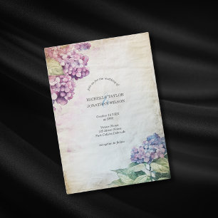 Vintage Rustic Pastel Hydrangea Flower Invitation