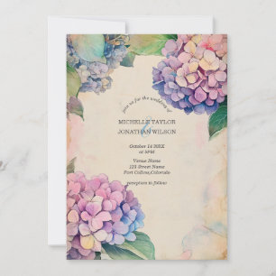 Vintage Rustic Pastel Hydrangea Flower Invitation