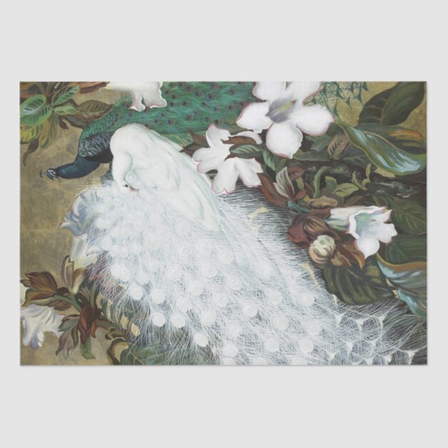 Vintage Rustic Peacock Peacocks Decoupaging Tissue Paper (Front)