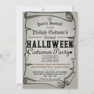 Vintage rustic Pirates Halloween Costume Party  Invitation
