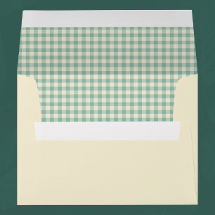 Vintage Rustic Plaid Green Gingham Christmas  Envelope