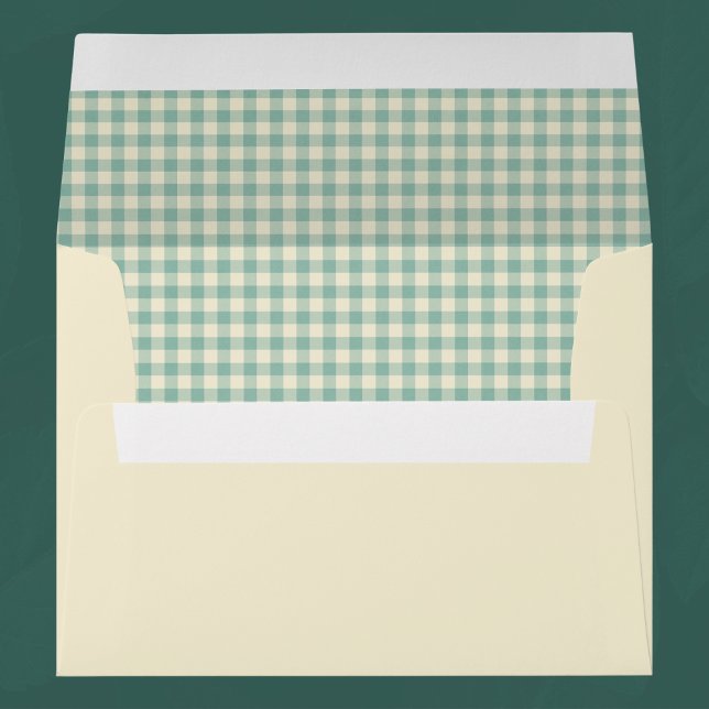 Vintage Rustic Plaid Green Gingham Christmas  Envelope (Creator Uploaded)