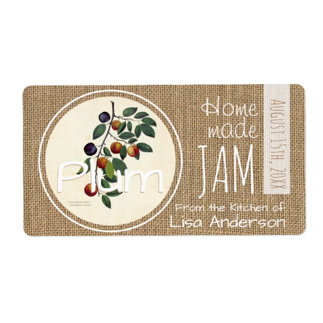 Vintage Rustic Plum Jam personalised H Label (Front)