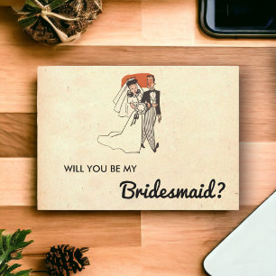 Vintage Rustic Retro Bride Groom Bridesmaid Card