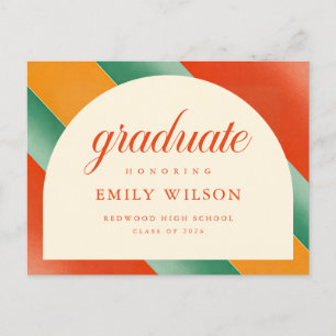 Vintage Rustic Retro Grad Graduation Thank You Postcard