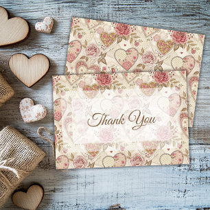 Vintage Rustic Roses Heart Baby Shower Thank You Card