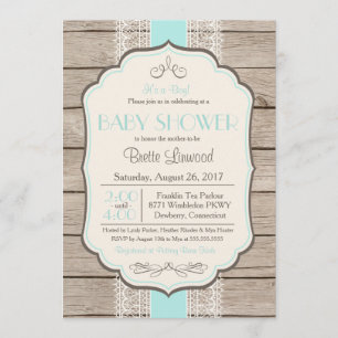 Vintage Rustic Shower Invitation, Baby or Bridal Invitation