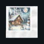 Vintage/Rustic/Snowman/Christmas Napkin<br><div class="desc">artwork</div>