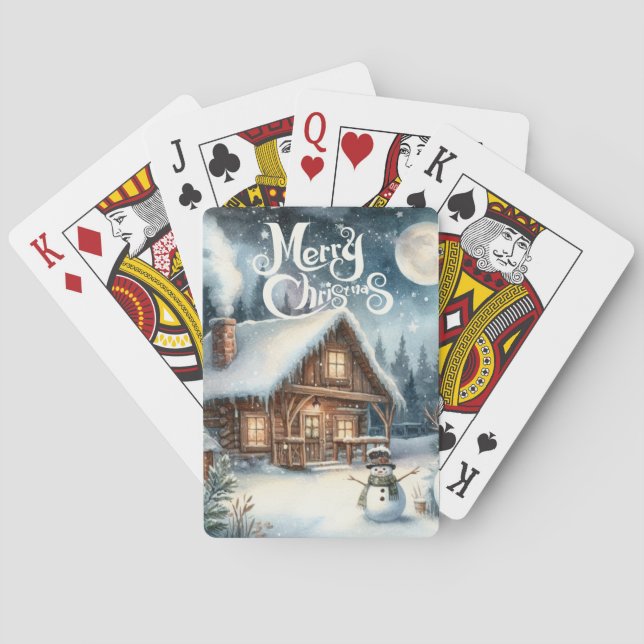 Vintage/Rustic/Snowman/Christmas Playing Cards (Back)