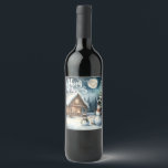 Vintage/Rustic/Snowman/Christmas Wine Label<br><div class="desc">artwork</div>