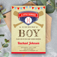 Vintage Rustic Sports Boy Baseball Baby Shower