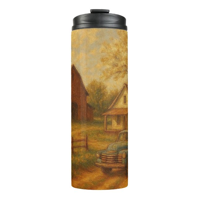 Vintage/rustic spring farm  thermal tumbler (Front)