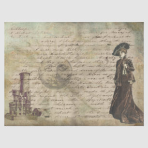 Vintage Rustic Steampunk Sun Lady Decoupage Tissue Paper