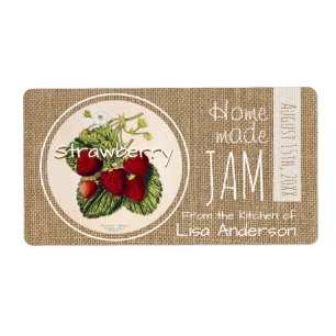 Vintage Rustic Strawberry Jam personalised H Label